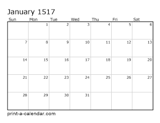 1517 Monthly Calendar