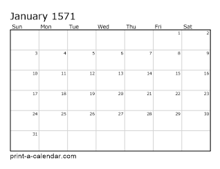 1571 Monthly Calendar