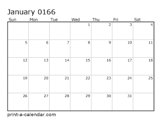 166 Monthly Calendar