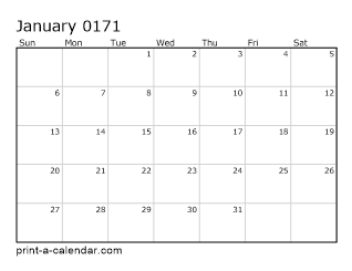 171 Monthly Calendar