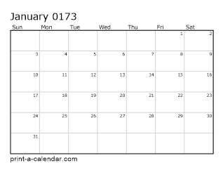 173 Monthly Calendar