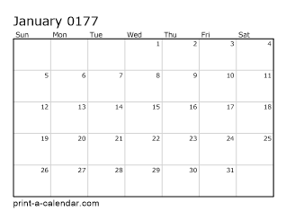 177 Monthly Calendar