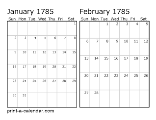 Two Horizontal Months 1785