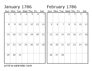 Two Horizontal Months 1786