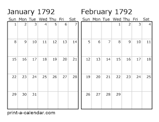 Two Horizontal Months 1792