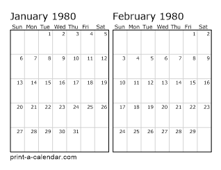 Download 1980 Printable Calendars