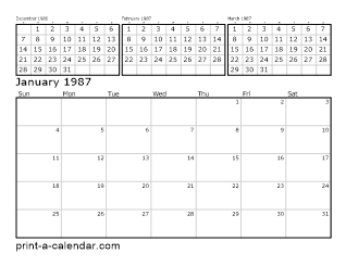 1987 Calendar Printable