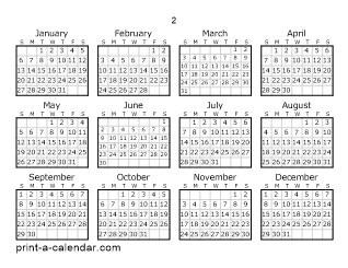 2 Yearly Calendar | One page Calendar