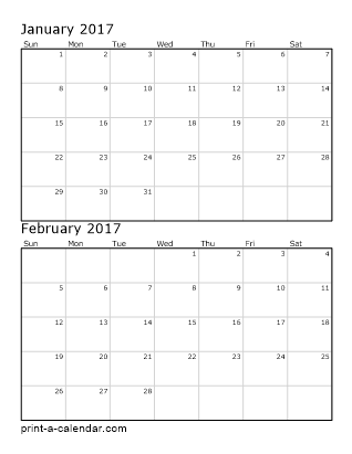 monthly calendar for 2017 printable