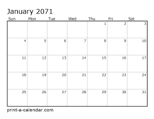 2071 Monthly Calendar