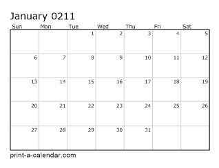 211 Monthly Calendar