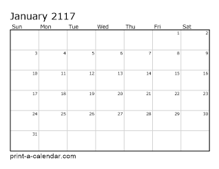 2117 Monthly Calendar