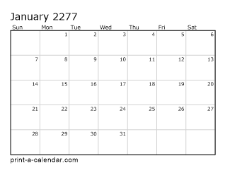 2277 Monthly Calendar