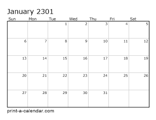 2301 Monthly Calendar