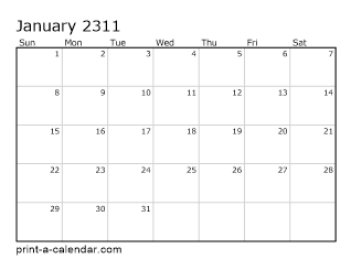 2311 Monthly Calendar