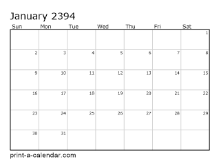 2394 Monthly Calendar