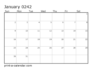 242 Monthly Calendar