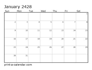 2428 Monthly Calendar