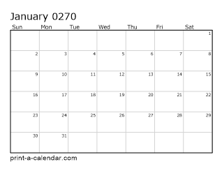 270 Monthly Calendar