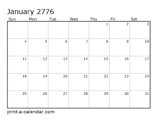 2776 Monthly Calendar