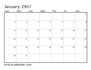 2907 Monthly Calendar