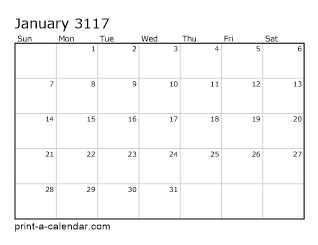 3117 Monthly Calendar