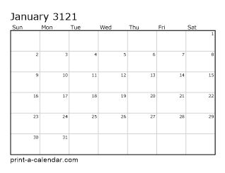 3121 Monthly Calendar