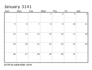 3141 Monthly Calendar