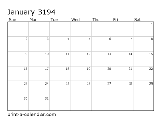 3194 Monthly Calendar