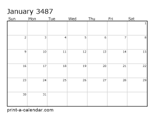 3487 Monthly Calendar