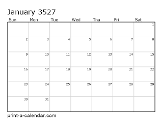 3527 Monthly Calendar