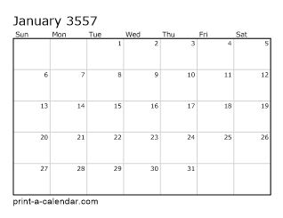 3557 Monthly Calendar