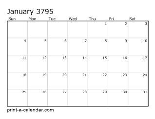 3795 Monthly Calendar