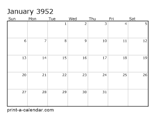 3952 Monthly Calendar