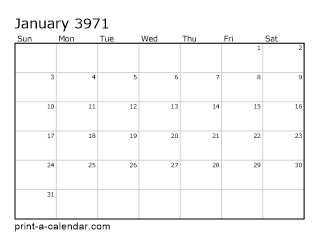 3971 Monthly Calendar