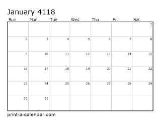 4118 Monthly Calendar