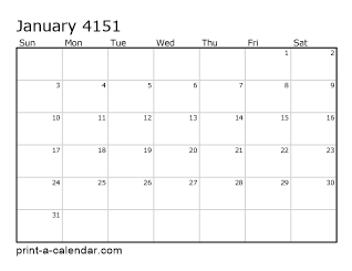 4151 Monthly Calendar