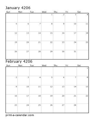 4206 two months per page vertical stacked printable calendar