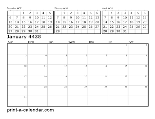 4438 Four Month printable calendar