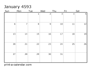 4593 Monthly Calendar