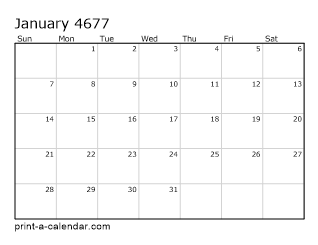 4677 Monthly Calendar