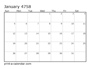 4758 Monthly Calendar