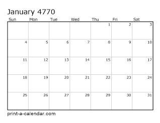 4770 Monthly Calendar