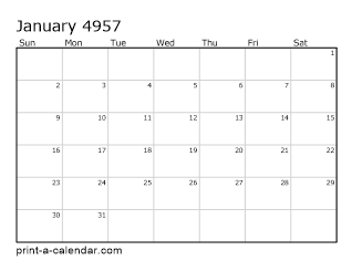 4957 Monthly Calendar