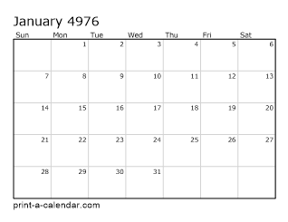 4976 Monthly Calendar