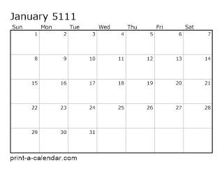 5111 Monthly Calendar