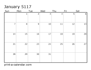 5117 Monthly Calendar