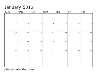 5312 Monthly Calendar