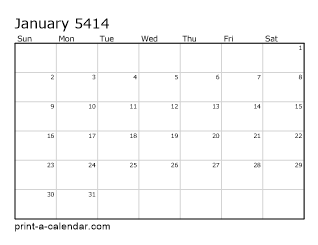 5414 Monthly Calendar