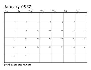 552 Monthly Calendar